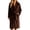 Coffee, variant on Bathrobe for Women Fall Winter Thick Velvet Solid Color Soft Trimmed Collar Mid Length Cozy Wrap Robe with Pockets & Belt