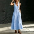 thumbnail image 5 of Snorda Women's Striped Dress Summer Round Neck Sleeveless Striped Solid Color Casual Dress Flowy Sundress Ideal for Daily Wear Beach Vacation & Party, 5 of 9