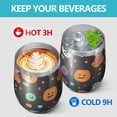 thumbnail image 4 of 12oz Stemless Wine Tumblers Colorful Halloween Icons Pattern Vacuum Insulated Stainless Steel Travel Tumbler Cups Mug with Lid and Straw for Champaign,Cocktail,Beer with Cleaning Brush, 4 of 5