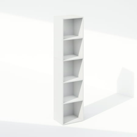Furinno Reed 5-Tier Open Shelf Multipurpose Closet & Clothing Storage, Storage Organizer, White
