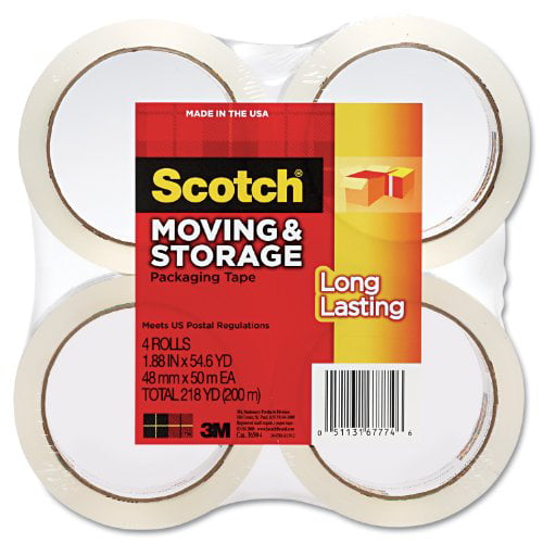 Scotch Long Lasting Storage Packaging Tape 1.88 Inches x 54.6 Yards 3 4 Rolls 