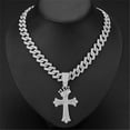 thumbnail image 6 of Hip Hop Punk Luxury Rhinestone Crown Cross Pendant  Necklace for Women Men 15mm   Iced Out Cuban Link Cuban Chain Necklace Charm Jewelry Accessories Fashion Gift, 6 of 6