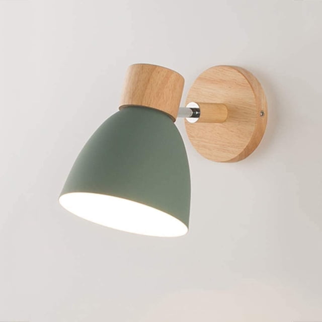 Aplique de pared de metal moderno E27 Edison, aplique de pared con base de madera de macarrón, decoración de habitación de niños, lámpara de pared interior ajustable, accesorio de iluminación de