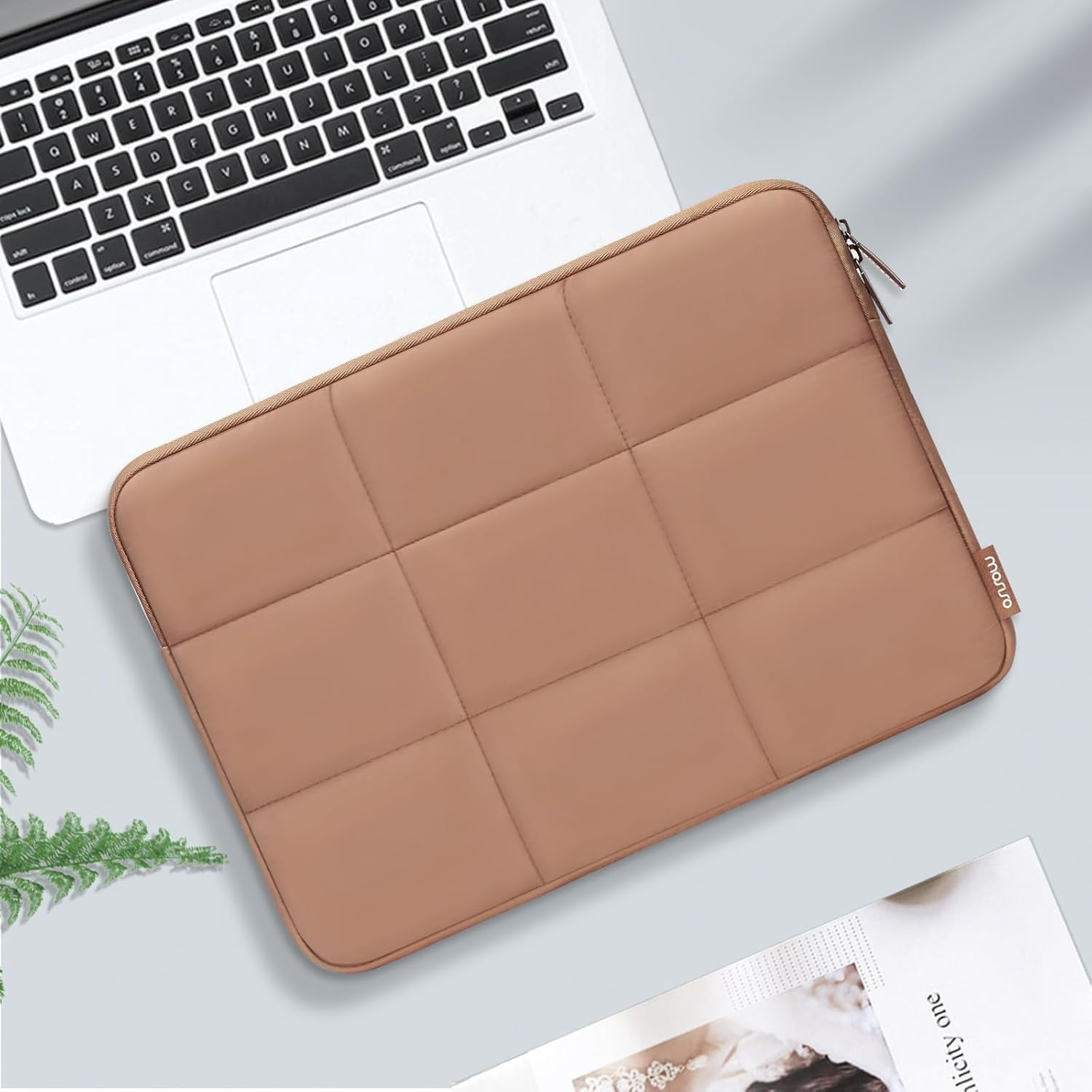 MOSISO 13-14 inch Laptop Case, 13.3 inch Puffy Laptop Sleeve Compatible with MacBook Air 13 13.3 13.6/Pro 13/14, HP, Dell, ASUS, Lenovo, Rectangle Quilted Puffer Computer Bag for Women