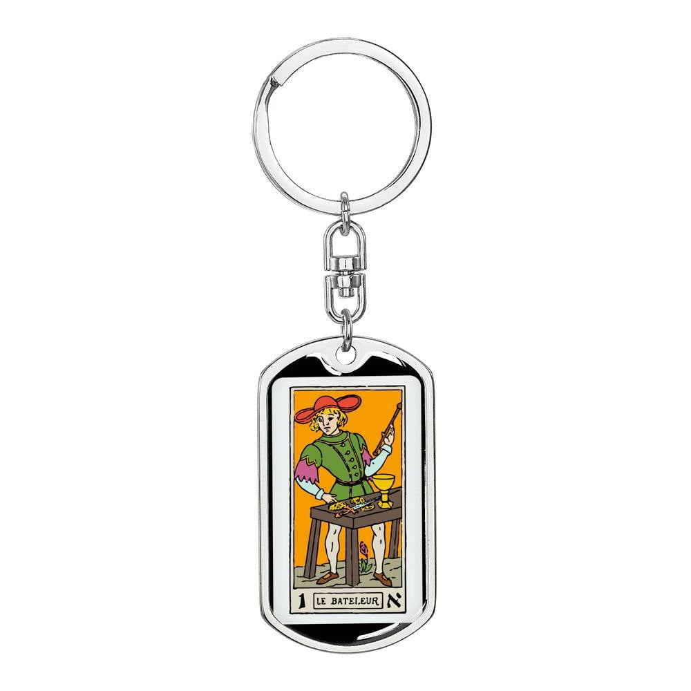 Tarot Card The Chariots Keychain Dog Tag Stainless Steel or 18k Gold -  Walmart.com