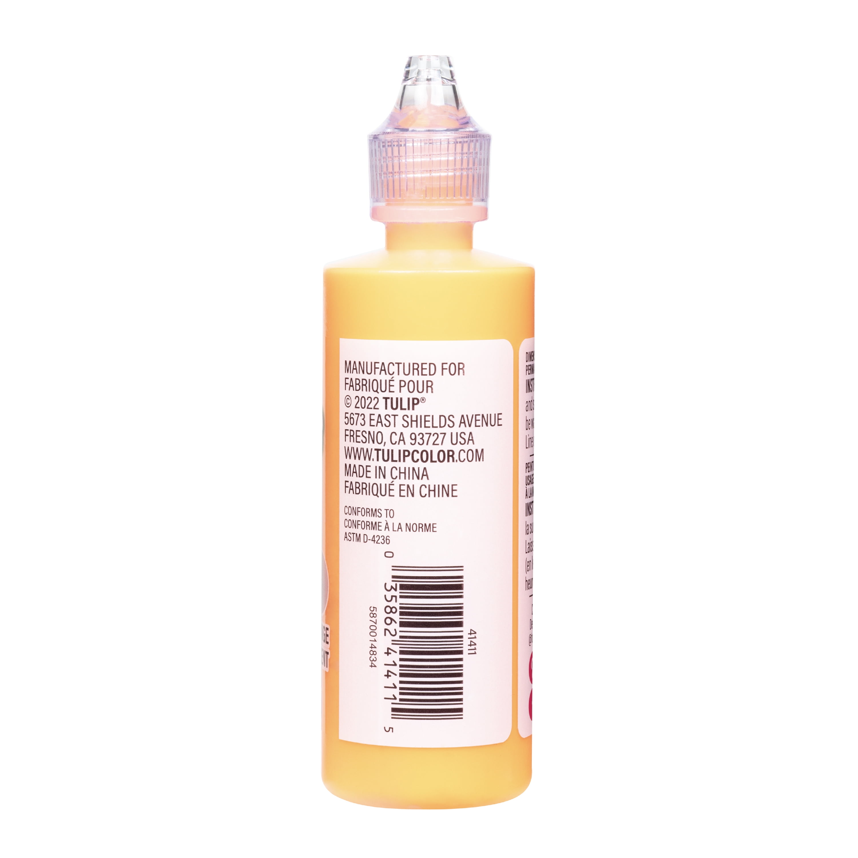 (2 pack) Tulip Puff Fabric Paint, Shiny Fluorescent Orange, 4 fl oz, Liquid Gel