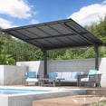 thumbnail image 2 of AECOJOY 12'x10' Lean to Hardtop Metal Carport Gazebo, 10x12 Outdoor Freestanding Pergola Gazebo on Clearance for Patio, Large Pergolas and Gazebos with Heavy Duty Steel Roof Awnings for Decks, 2 of 7