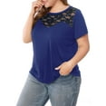 thumbnail image 5 of Agnes Orinda Women's Plus Size Lace Insert Short Sleeves Round Neck T-shirts, 5 of 6