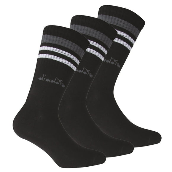 Diadora Unisex Tennis Socks - 3 Pack, Logo, Stripes Black 39-42