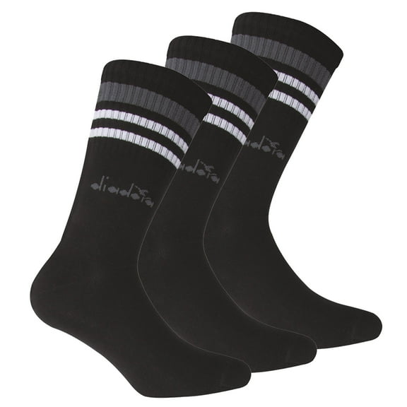 Diadora Unisex Tennis Socks - 3 Pack, Logo, Stripes Black 43-46