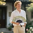 thumbnail image 2 of TIELUTT Handheld Paper Fan Set Chinese Ancient Style Decorative Fans Party Decorations for Men Decorations for Adult Birthday Party First Party Decorations Small Hand Fan Foldable Party Ceiling Decor, 2 of 5