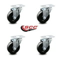 thumbnail image 2 of 4 Inch Hard Rubber Wheel Swivel Top Plate Caster Set Service Caster Brand, 2 of 2
