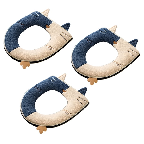 3 uds cubierta de asiento de inodoro de baño lindo gato, suave y grueso calentador de tela lavable almohadillas de cubierta de asiento de inodoro con cremallera Zhivalor OTTO-CPB-DE-WX172-2