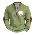 thumbnail image 5 of Penkiiy Día de San Patricio de hombre 1/4 Sudadera de cuello cremallera Shamrock Camisa irlandesa de manga larga XL Multicolor, 5 of 5