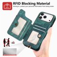 thumbnail image 5 of for iPhone 17 Pro Max Phone Case Wallet with Card Holder,PU Leather Flip Folio Case,RFID Blocking Ring Holder Kickstand Wrist Strap Magnetic Protective Women Men Cover,Green,For iPhone 17 Pro Max, 5 of 11