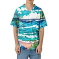 thumbnail image 4 of Yiaimeir ‌Tropical Buttonless Beach T-shirt Hollow Knit Breathable Summer Wear‌, 4 of 4