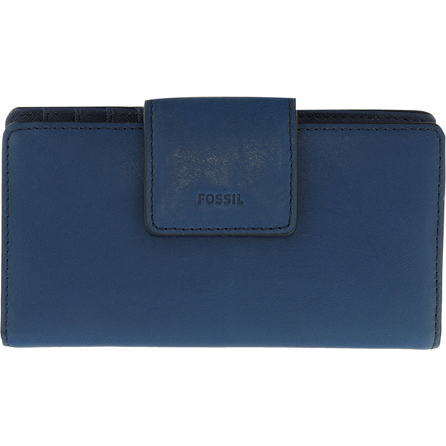 Emma Rfid Leather Tab Clutch - Marine 