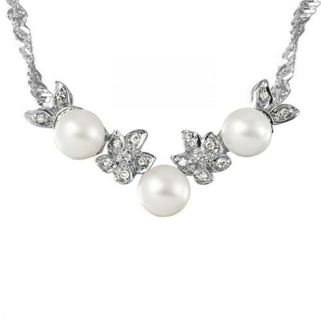 Foreli 0.15CTW Freshwater Pearl 14K White Gold Necklace