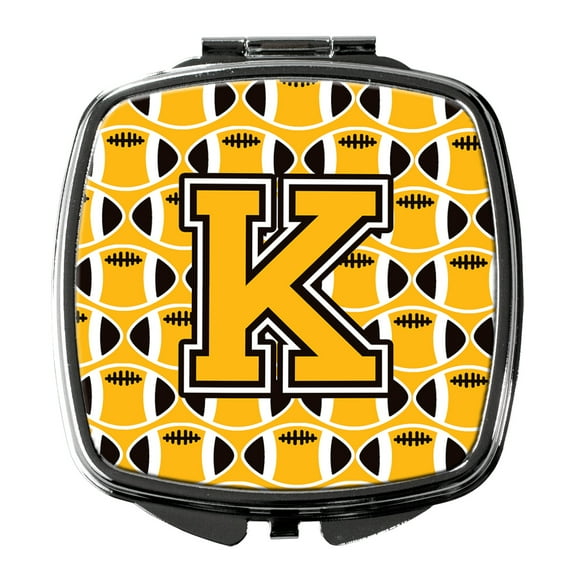 Letter K Football Black Old Gold and White Compact Mirror CJ1080-KSCM