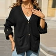 thumbnail image 6 of Women's Knit Cardigan Sweater Long Sleeve Split Button Down Cardigans with Pockets Oversized Chunky Sweater Coats Black, S, 6 of 7