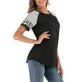 thumbnail image 4 of LELINTA Women's Round Neck Short Sleeve Shirts T-shirt Casual Round Neck Color Block Tunic Blouse Patchwork Tops Black, S-2XL, 4 of 7