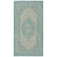 thumbnail image 3 of SAFAVIEH Courtyard Avi Traditional Indoor/Outdoor Area Rug, 6'7" x 6'7" Square, Light Grey/Aqua, 3 of 7