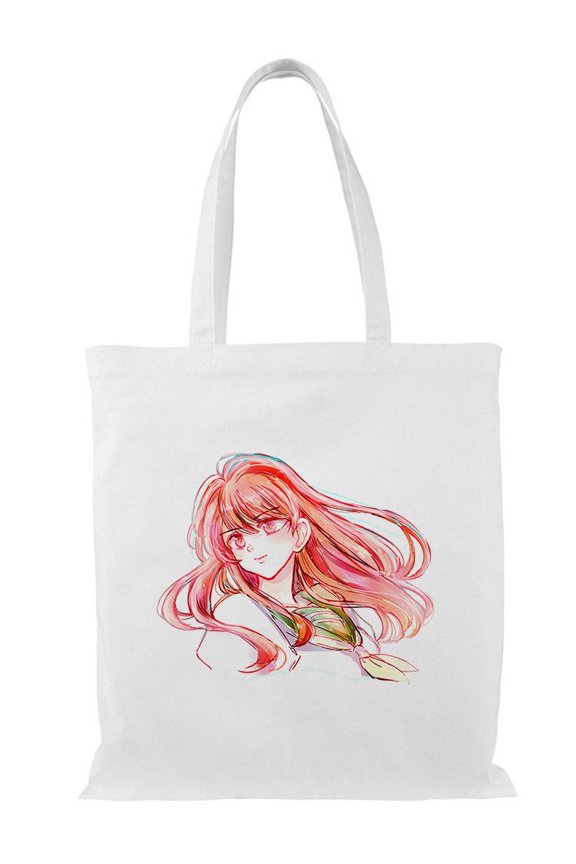 Anime Girl Tsundere Look Tote Bag - Image by Shutterstock, One Size Cotton Canvas Tote Bag