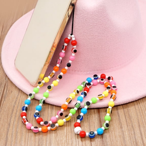 KONTONTY Beaded Phone Lanyard Long Wrist Strap for Camera and Mobile Phone Decor