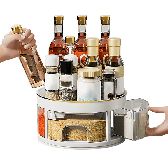 2 Tier Lazy Susan Turntable Organizer 9.25" Rotating Spice Rack Organization for Cabinet, Kitchen, Pantry, Countertop, Bathroom, Vanity, Medicine Cabinet Organizer, Clear