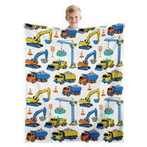 Construction Truck Blanket Boys Excavator Plush Throw Blanket Soft Fuzzy Flannel Tractor Blanket for Bed Couch Sofa Decor Blankets Trucks Car Lover Toddler Kids Blankets Gifts 50"x60"