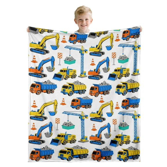 Construction Truck Blanket Boys Excavator Plush Throw Blanket Soft Fuzzy Flannel Tractor Blanket for Bed Couch Sofa Decor Blankets Trucks Car Lover Toddler Kids Blankets Gifts 30"x40"