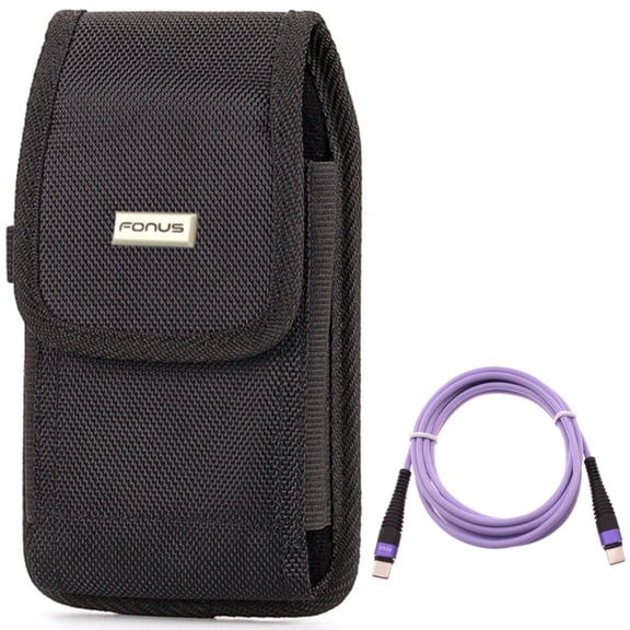 Case Belt Clip w Purple 6ft PD Cable for Samsung Galaxy S20 Fan Edition - Rugged Holster Canvas Cover, Type-C to USB-C Long Charger Cord Power Wire fits Galaxy S20 FE (Fan Edition)