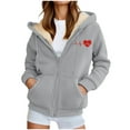 thumbnail image 4 of Womens Oversized Fleece Lined Hoodie Full Zip Casual Sweatshirt Jacket Hooded Coats Teen Girl Clothes, 4 of 6