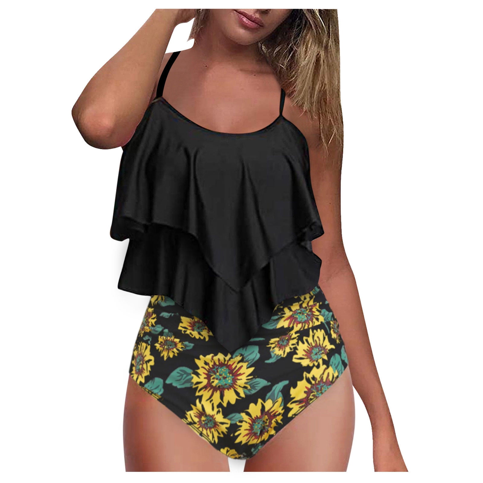 Absuyy Swimsuit Women Two Piece Sexy Sling Print Split Beachwear Set 8 Green Walmart Com