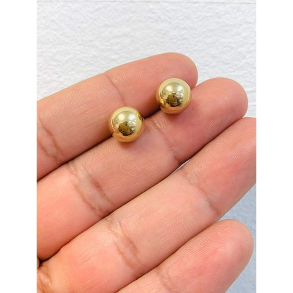 Solid 14K Gold Ball Earrings Stud Earrings with Push Back 10mm Genuine Gold Ball Earrings Dainty Everyday Earrings Aretes De Bolita Oro Real