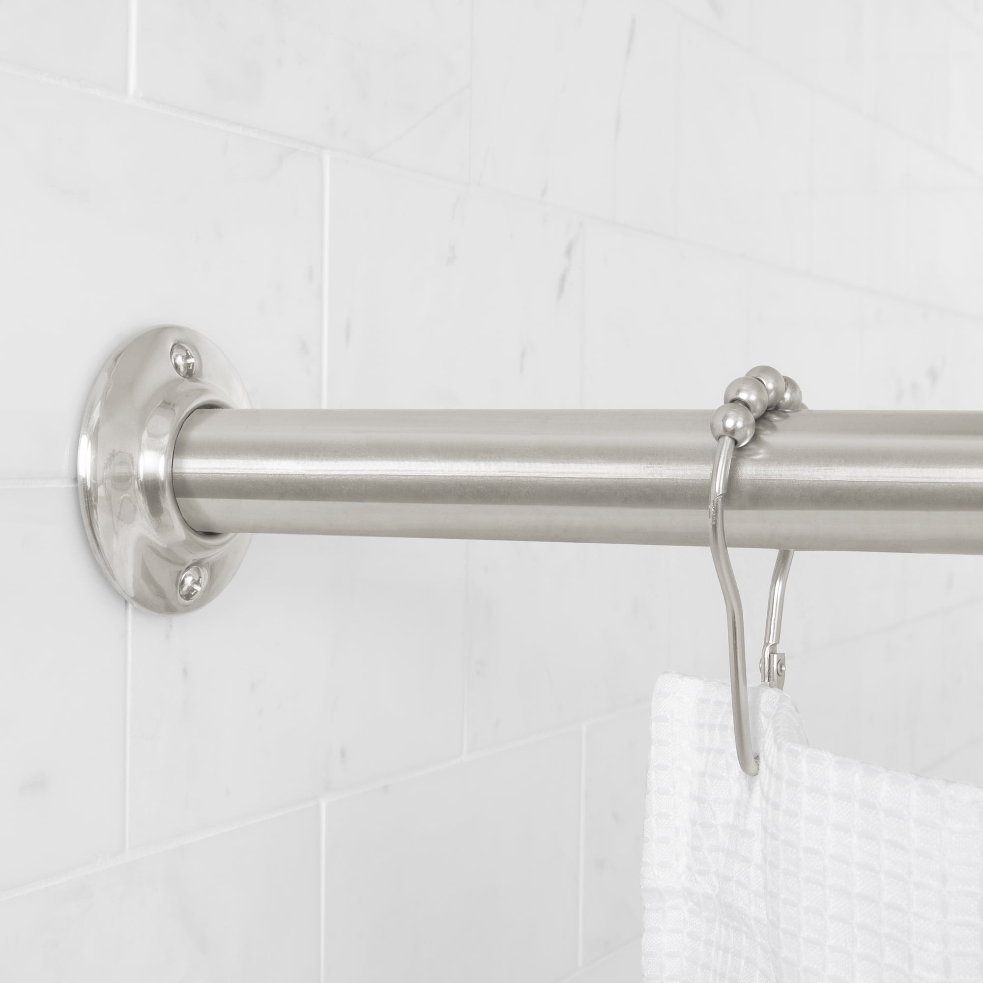 Photo 1 of Mainstays Permanent Straight Shower Curtain Rod 41 in 72 in, Brushed Nickel