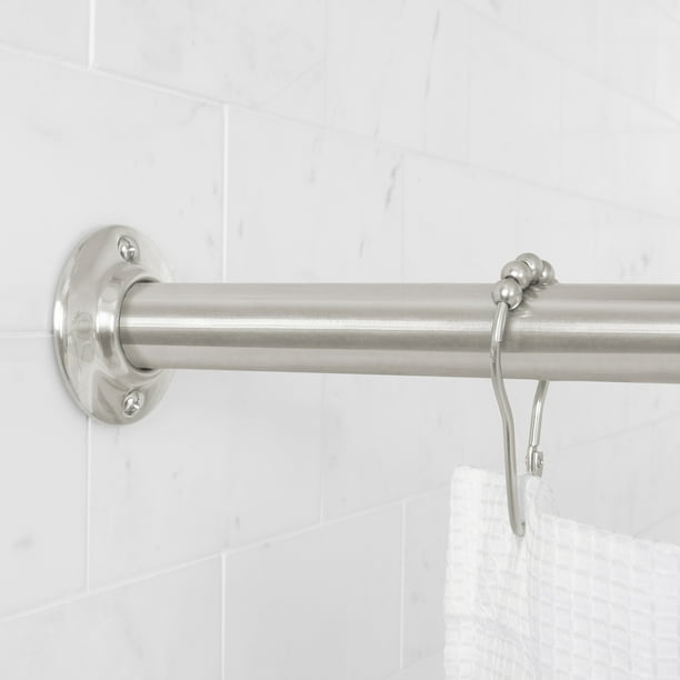 Mainstays Permanent Straight Shower Curtain Rod 41 in 72 in, Brushed Nickel