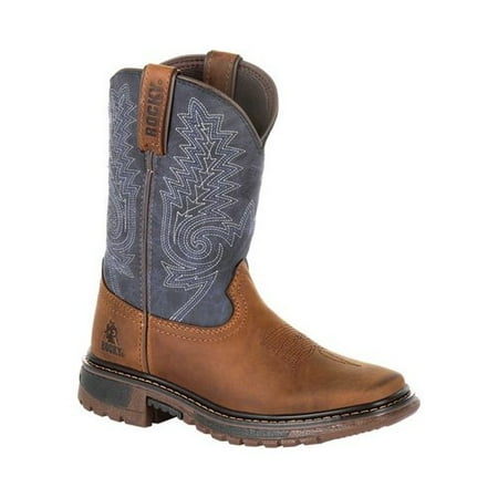 Rocky Ride Square - Rocky Kids' Ride FLX RKW0255C Children Denim/Brown Leather Western Boots