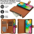 thumbnail image 2 of Dteck for iPhone 14 Pro Max Case, Crossbody Shoulder Strap RFID Blocking Shockproof Magnetic Closure Flip Stand Card Slot Wallet Zipper Lanyard Phone Case Cover, Brown, 2 of 10