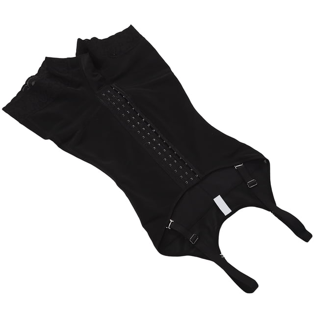 Corsé Moldeador De Cuerpo, Costuras De Encaje Ajustadas, Gancho Elástico Y Cierre De Ojo, Corsé Negro Moldeador De Cuerpo, Correas Ajustables, Espalda Abierta Para Recuperación