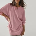 thumbnail image 4 of LbsKUS Reduced,Womens Crewneck Long Sleeve Shirts Waffle Knit Casual Pullover Fall Fashion 2024 Dressy Casual Blouse Loose Fit Work Office Sweatshirt Top(Pink,XXL), 4 of 8