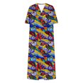 thumbnail image 4 of VEKDONE Womens Spring And Summer V-Neck Stripe Casual Short Sleeved Long Dress Multicolor M, 4 of 5