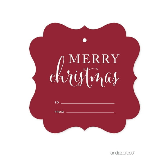 Merry Christmas - Red Red Christmas Fancy Frame Gift Tags, 24-Pack