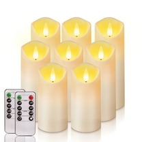 Homemory 8Pcs Flameless Pillar Candles with Remote,LED Candles, Battery Operated Candles with Remote Timers, Made of Frosted Plastic, Won't Melt, Ivory