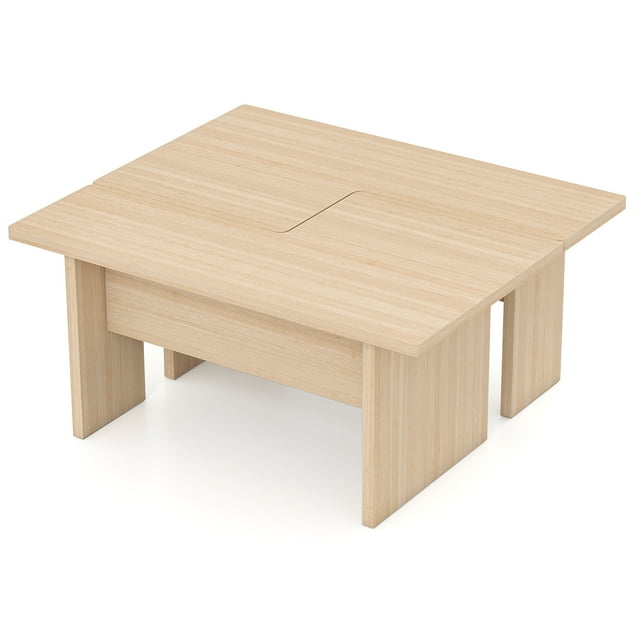 Gymax Ensemble de 2 Tables Basses Modulaires en L Tables de Centre pour Maison Bureau Appartement Naturel