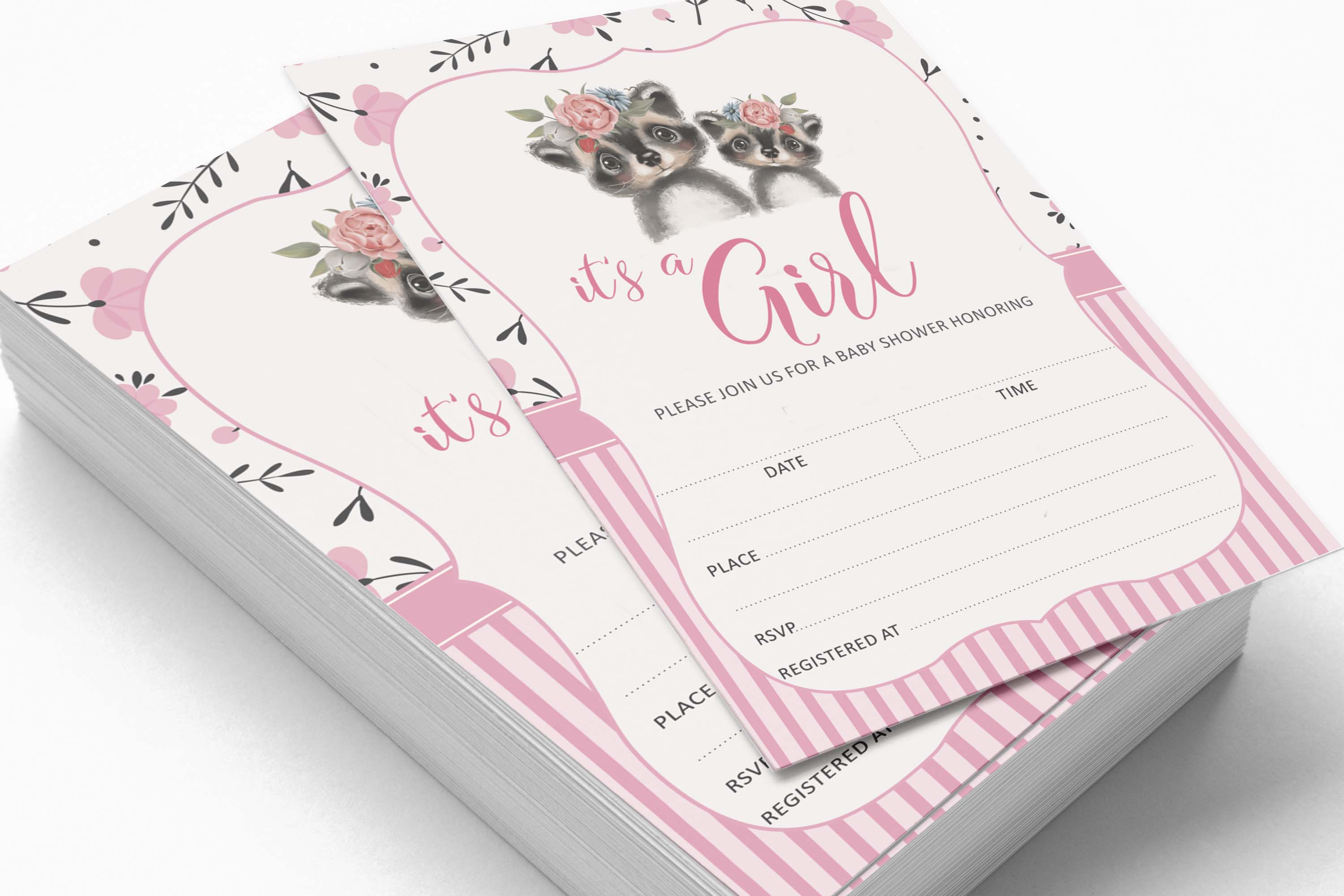 Inkdotpot Set Of 30Raccoon Baby Shower Invitations-Diaper Raffle Tickets And Baby Shower Book Request Cards Jungle Animals Invites Its A Boy Its A Girl