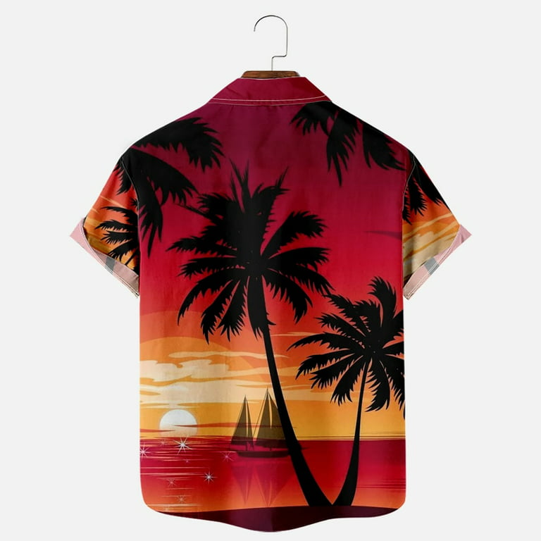Ddapj pyju 2023 Summer Hawaiian Shirts for Men Fashion Palm Trees Print Classic Fit Hawaiian Shirt Loose Short Sleeve Button Up Tshirt for Men, Men's