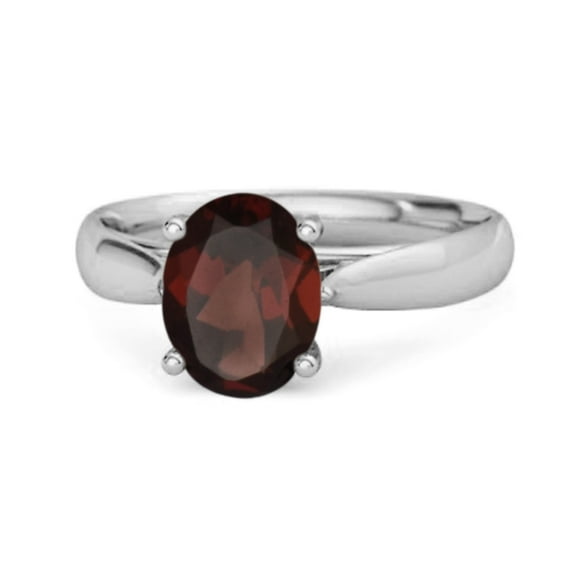 Single Stone 1.50 Ctw Garnet 925 Sterling Silver Stackable Women's Valentines Day Gifts Ring