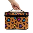 thumbnail image 3 of HELLHERO Brush Slots Makeup Bag Travel Toiletry Bag Polyester Double Zip Travel Cosmetic Makeup Bag, Colorful Leopard Print, 3 of 6