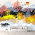 thumbnail image 2 of Idea4wall 4pcs Chinese Style Landscape Peel and Stick Wallpaper Removable Wall Murals Large Wall Stickers for Home Decoration, 66"x24", 2 of 4